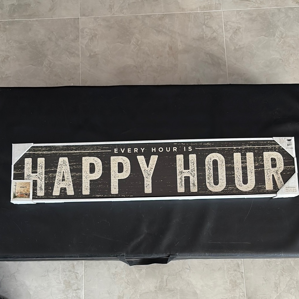 Black and White 'Happy Hour' Wall Sign